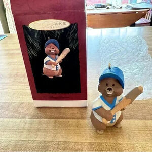 Hallmark Vintage Busy Batter 1994 Beaver Baseball Christmas Keepsake Ornament